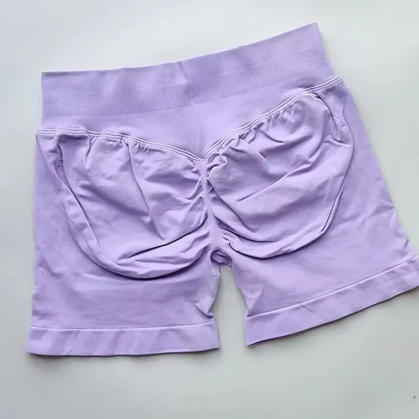 Women Fitness High Waist Shorts Ribbed Waist Seamless Scrunch Workout Gym Shorts Hight Stretch Running Fashion Yoga Shorts