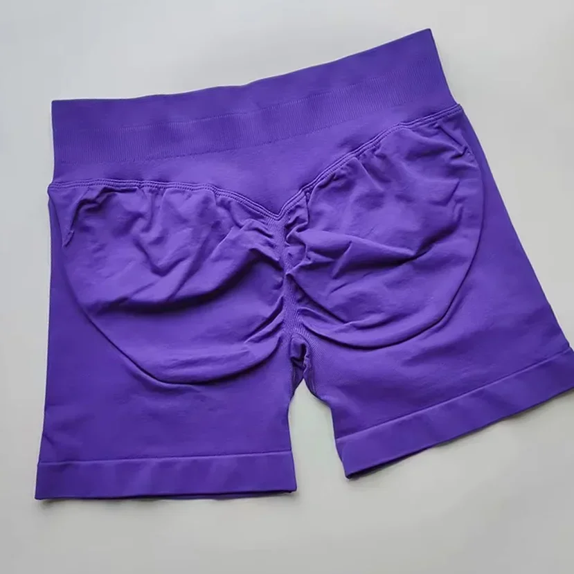 Women Fitness High Waist Shorts Ribbed Waist Seamless Scrunch Workout Gym Shorts Hight Stretch Running Fashion Yoga Shorts