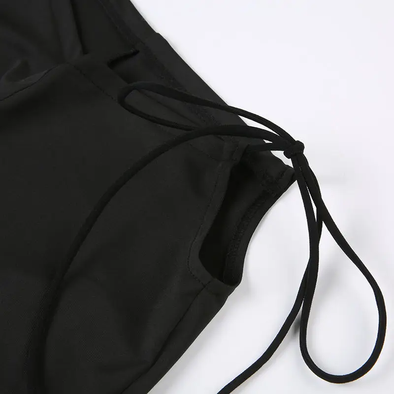 Y2k Hollow Lace Up Low Waist Elastic Mini Straight Tight Orts Shorts Sexy Women Retro Trendy Summer Party Outfit Spice Girl Styl