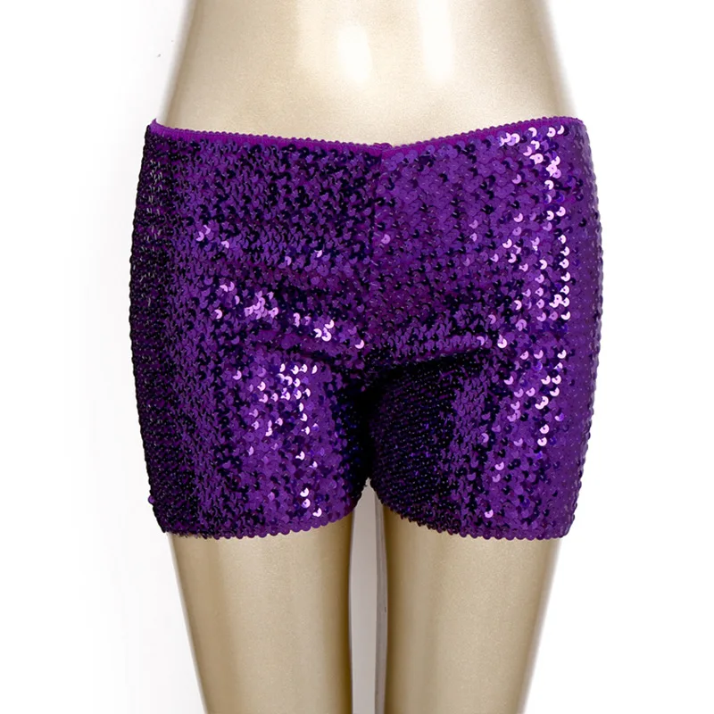 FAGADOER Y2K Sexy Sequin Shorts for Women Purple Golden Sparkling Low Waist Skinny Shorts Hot Girl Streetwear Bottoms 2025 New
