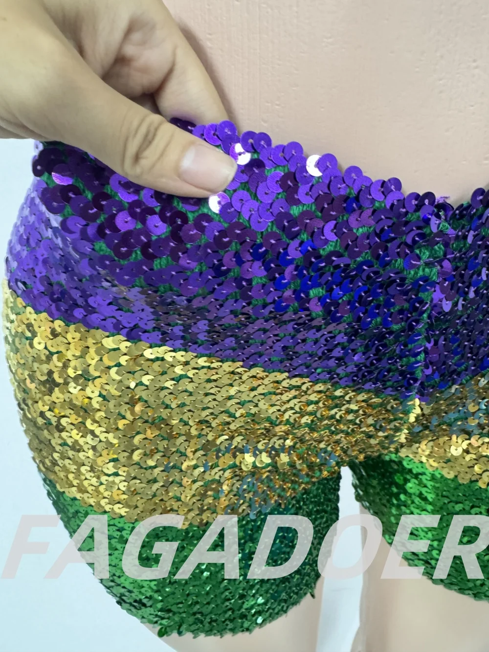 FAGADOER Y2K Sexy Sequin Shorts for Women Purple Golden Sparkling Low Waist Skinny Shorts Hot Girl Streetwear Bottoms 2025 New
