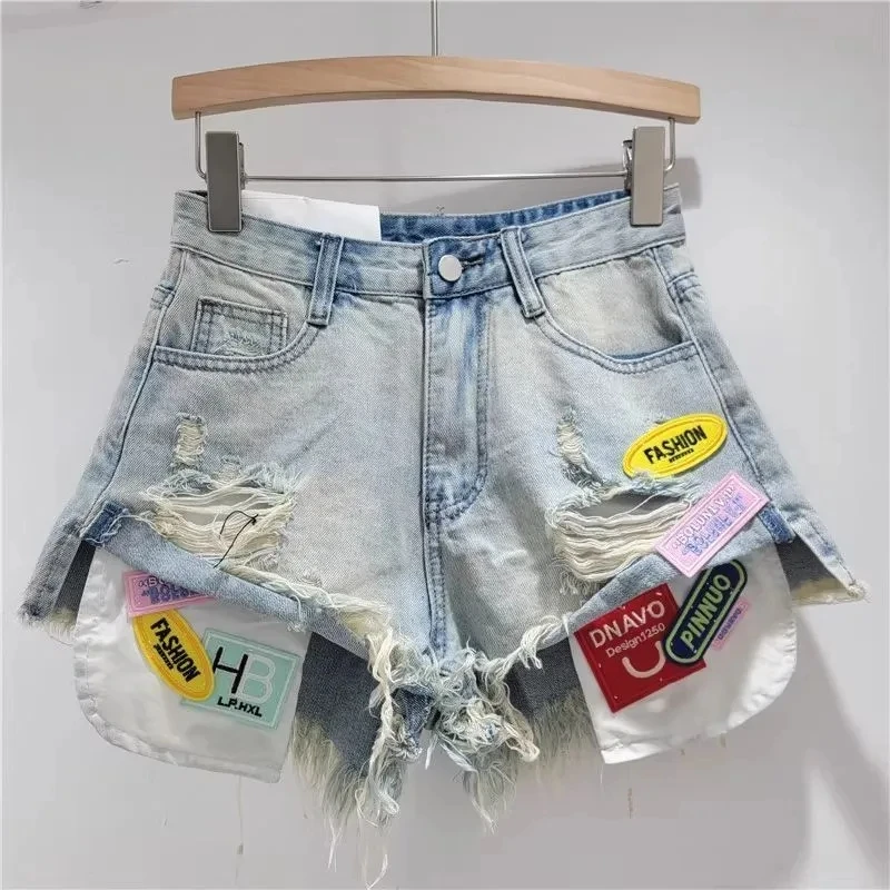 Summer High street hot girls Fringed Denim hHot Pants New Styles Slimming versatile Personalized ripped Shorts Women's Trend