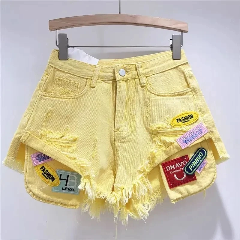 Summer High street hot girls Fringed Denim hHot Pants New Styles Slimming versatile Personalized ripped Shorts Women's Trend