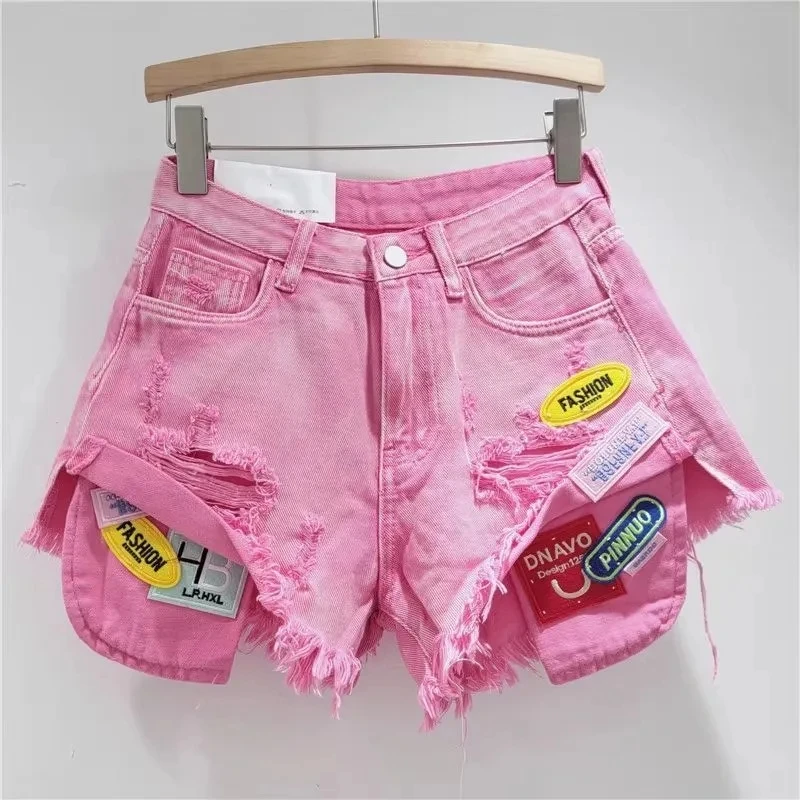Summer High street hot girls Fringed Denim hHot Pants New Styles Slimming versatile Personalized ripped Shorts Women's Trend