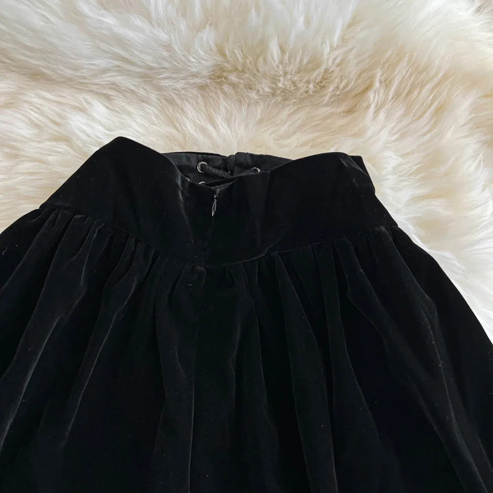 High Waist Black Women Shorts 2025 New Bottoms Bandage Fashion Sweet Black Booty Shorts Cute Velvet Pantalones Cortos De Mujer