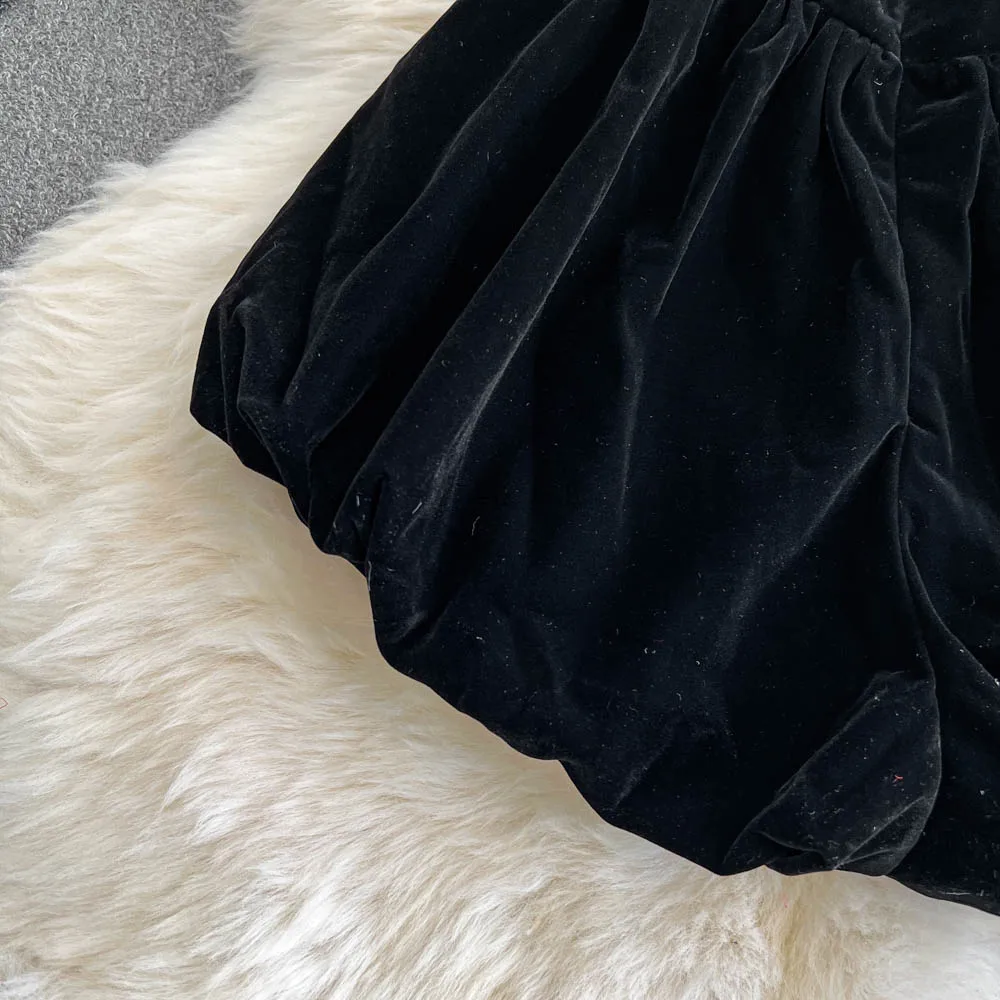 High Waist Black Women Shorts 2025 New Bottoms Bandage Fashion Sweet Black Booty Shorts Cute Velvet Pantalones Cortos De Mujer