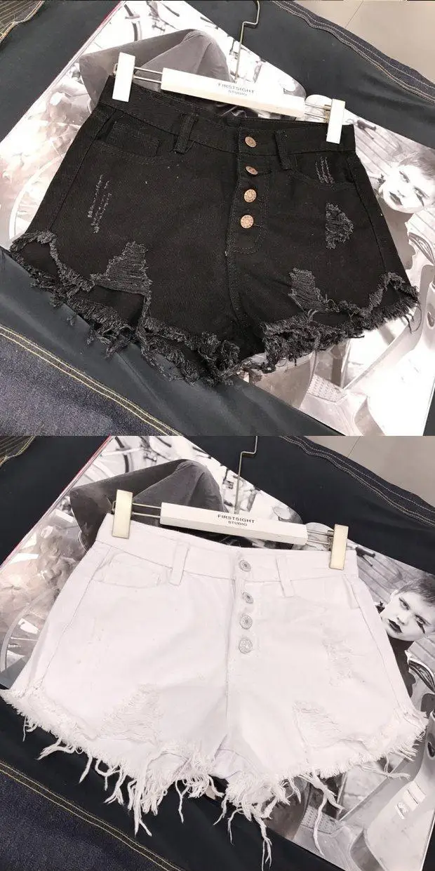 High Waist Tassel Broken Denim Shorts Women Summer Korean Version Raw Edge Wide Leg Loose Plus Size Jean Shorts Female