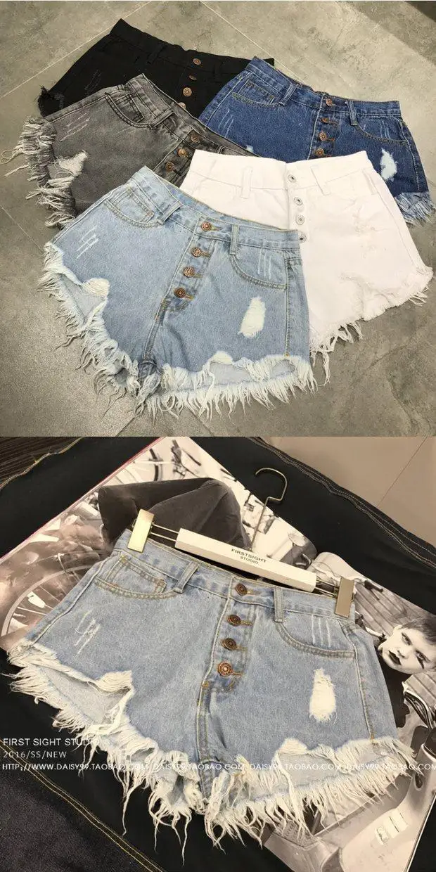 High Waist Tassel Broken Denim Shorts Women Summer Korean Version Raw Edge Wide Leg Loose Plus Size Jean Shorts Female