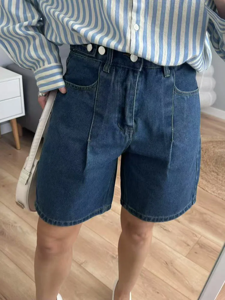 Summer Jean Shorts Women Denim High Waist Black Baggy Short Jeans Summer Pants Women's Bermuda Denim Shorts Wide Leg For Women