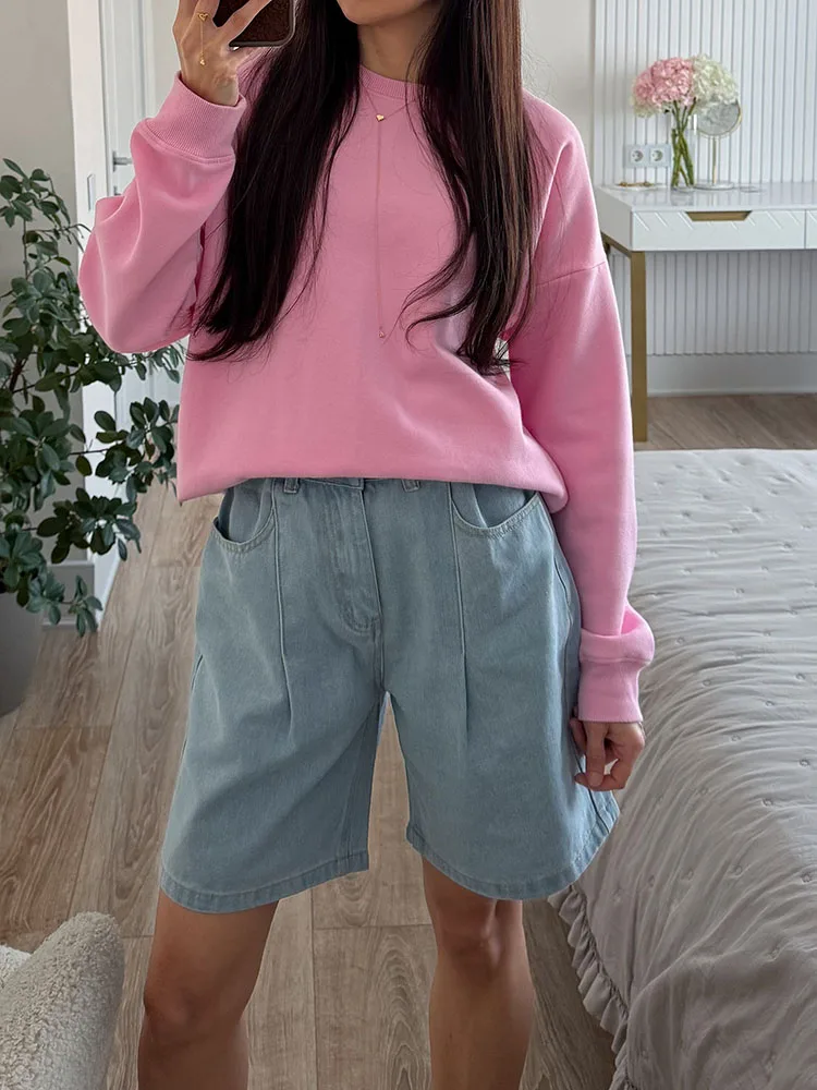 Summer Jean Shorts Women Denim High Waist Black Baggy Short Jeans Summer Pants Women's Bermuda Denim Shorts Wide Leg For Women