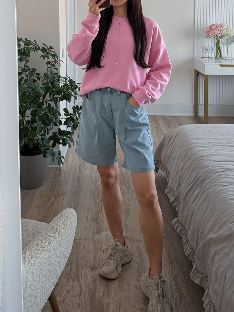 Summer Jean Shorts Women Denim High Waist Black Baggy Short Jeans Summer Pants Women's Bermuda Denim Shorts Wide Leg For Women