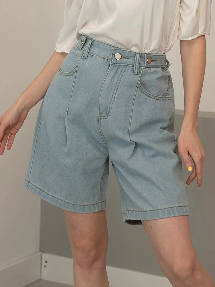 Summer Jean Shorts Women Denim High Waist Black Baggy Short Jeans Summer Pants Women's Bermuda Denim Shorts Wide Leg For Women