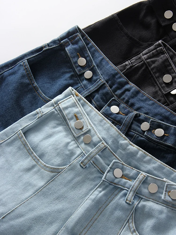 Summer Jean Shorts Women Denim High Waist Black Baggy Short Jeans Summer Pants Women's Bermuda Denim Shorts Wide Leg For Women