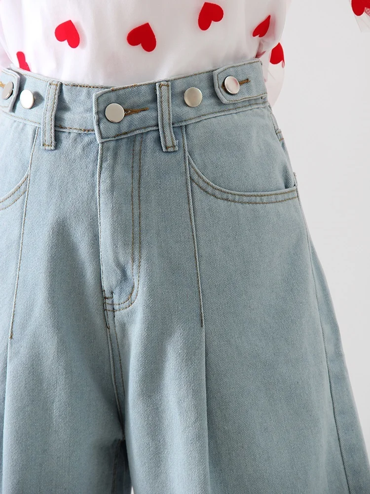 Summer Jean Shorts Women Denim High Waist Black Baggy Short Jeans Summer Pants Women's Bermuda Denim Shorts Wide Leg For Women