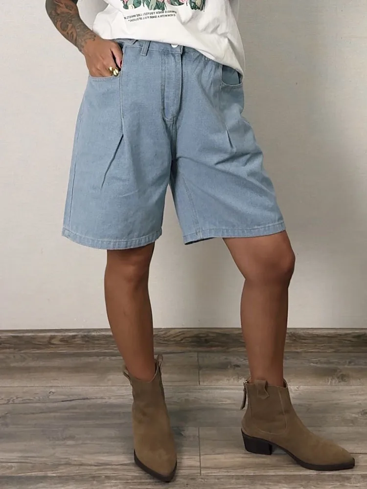 Summer Jean Shorts Women Denim High Waist Black Baggy Short Jeans Summer Pants Women's Bermuda Denim Shorts Wide Leg For Women