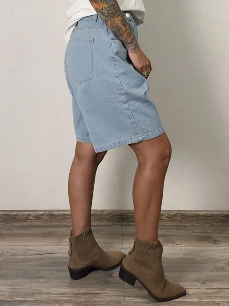 Summer Jean Shorts Women Denim High Waist Black Baggy Short Jeans Summer Pants Women's Bermuda Denim Shorts Wide Leg For Women