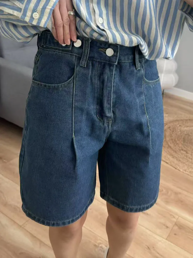 Summer Jean Shorts Women Denim High Waist Black Baggy Short Jeans Summer Pants Women's Bermuda Denim Shorts Wide Leg For Women