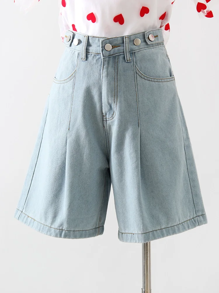 Summer Jean Shorts Women Denim High Waist Black Baggy Short Jeans Summer Pants Women's Bermuda Denim Shorts Wide Leg For Women