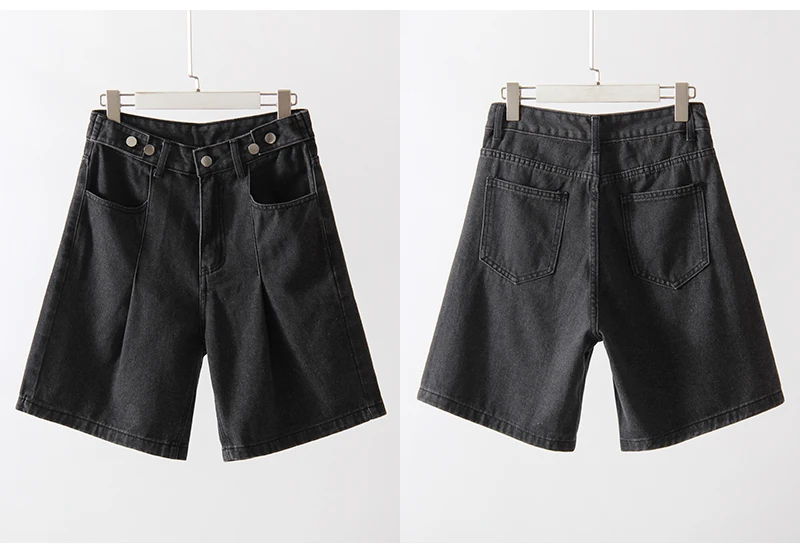 Summer Jean Shorts Women Denim High Waist Black Baggy Short Jeans Summer Pants Women's Bermuda Denim Shorts Wide Leg For Women
