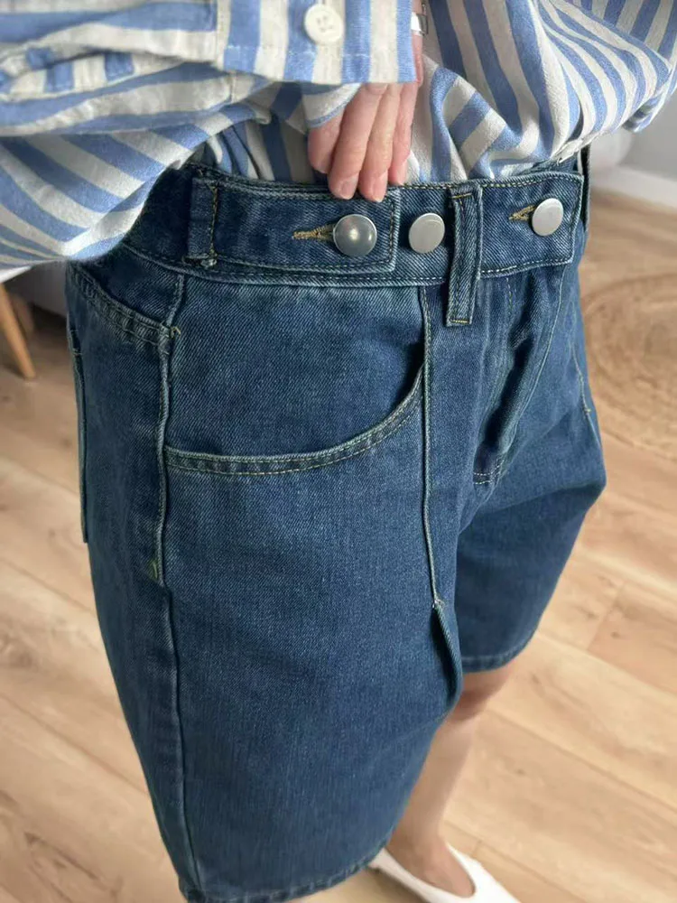 Summer Jean Shorts Women Denim High Waist Black Baggy Short Jeans Summer Pants Women's Bermuda Denim Shorts Wide Leg For Women