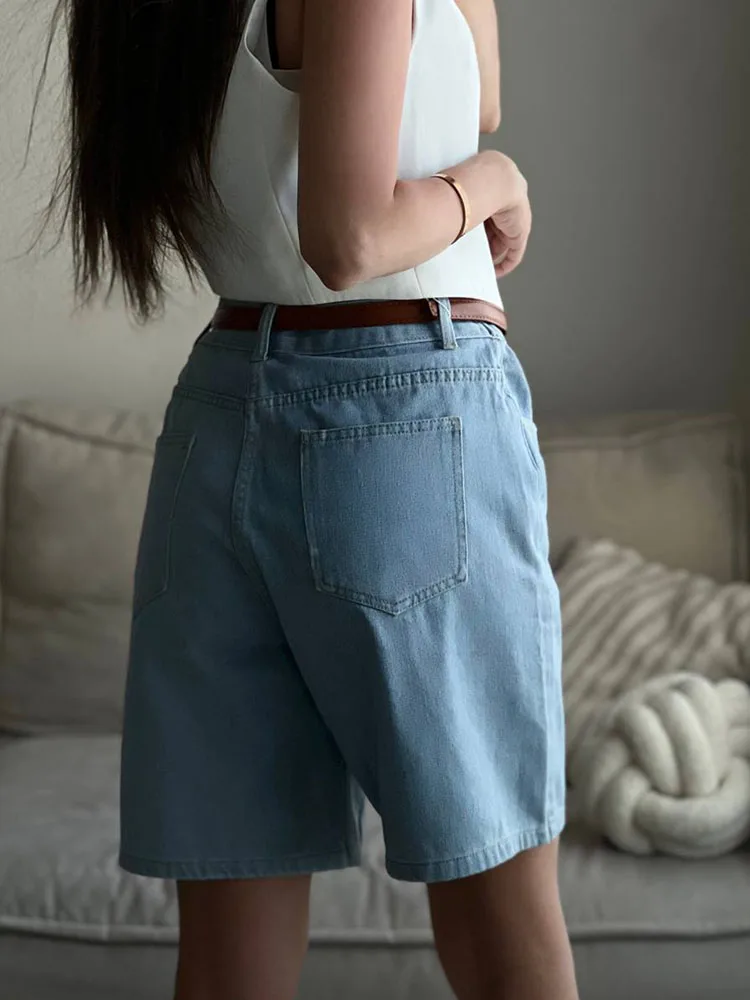 Summer Jean Shorts Women Denim High Waist Black Baggy Short Jeans Summer Pants Women's Bermuda Denim Shorts Wide Leg For Women