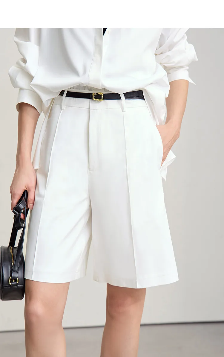 Amii Women's Shorts 2026 Autumn New Toothpick Pleated Casual Shorts Women's Loose Versatile Straight Five-point Pants 12621019