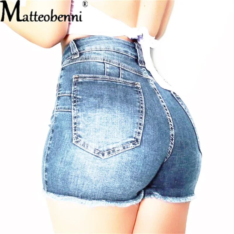 Large Size Sexy Ripped Denim Shorts Girl 2026 New High Waist Skinny Hips Stretch Leg Length Tight Stretch Hips Jeans Women
