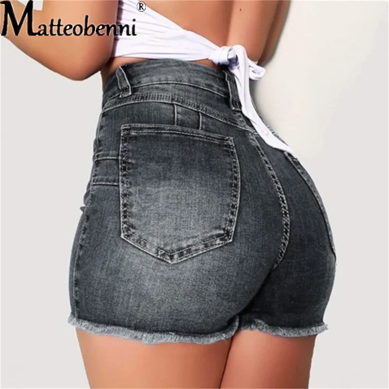 Large Size Sexy Ripped Denim Shorts Girl 2026 New High Waist Skinny Hips Stretch Leg Length Tight Stretch Hips Jeans Women