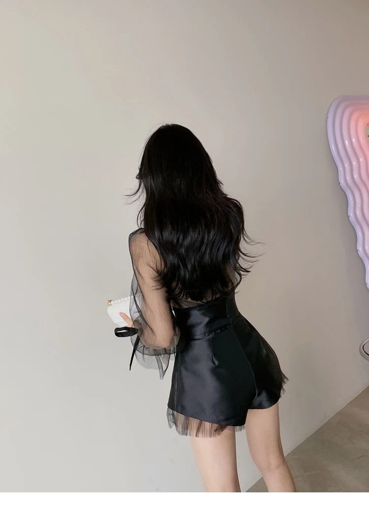 Fashion High-waisted Fluffy Pants 2025 Spring and Summer New Satin Casual Loose Wide-leg Suit Shorts Women's Versatile Shorts