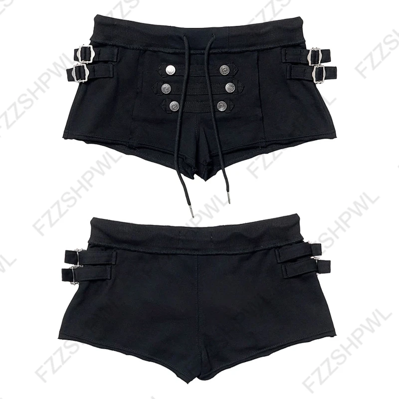 Women's Korean Y2K Aesthetic Shorts Sexy Casual Slim Fit Chic Trendy Fashion Mini Shorts Rock Punk Hip Hop Gothic Gyaru Bottoms