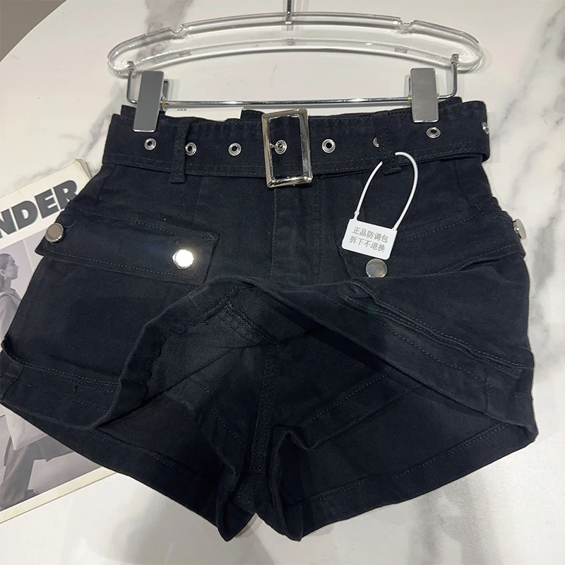 Women's Black Denim Cargo Shorts Fashion High Waist Ladies Streetwear Baggy Cowboy Shorts Jeans 2000s Y2k Harajuku 2000s Clothes