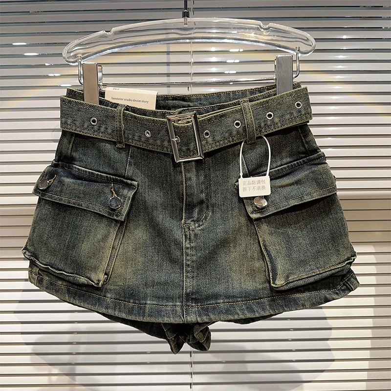 Women's Black Denim Cargo Shorts Fashion High Waist Ladies Streetwear Baggy Cowboy Shorts Jeans 2000s Y2k Harajuku 2000s Clothes