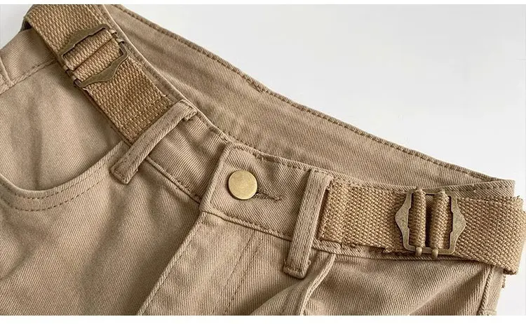 JOEVILU Women Military Green Denim Cargo Shorts Summer High Waisted Loose Wide Leg Y2K Hot Girl Casual Short Pants with Pockets