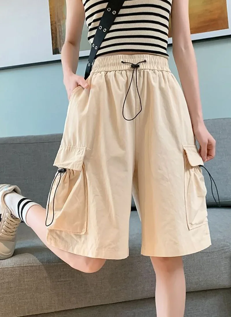 Smvp Streetwear Hip Hop Cargo Shorts Women Harajuku High Waist Baggy Y2K Short Pants Korean Trendy Big Pocket Bf Shorts Summer