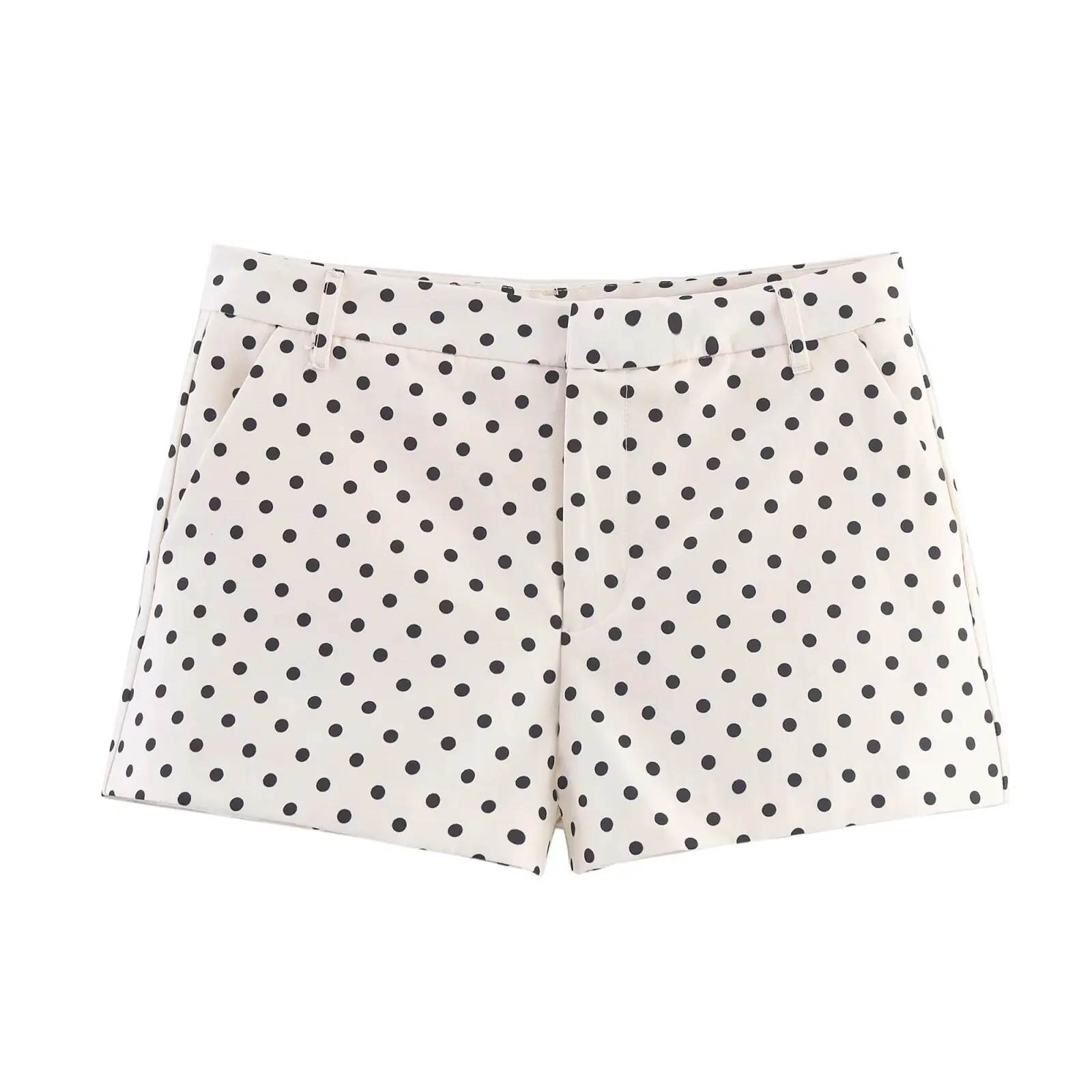 YENKYE 2025 Vintage Polka Dot Shorts Women Mid-rise Casual Summer Short Pants Pantalones Cortos