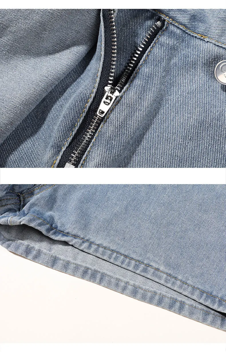 2026 Summer Women High Waist A-line Shorts Light Color Fake Two-piece Design Elegant Slimming Hot Girl Pants Denim Short Skirt