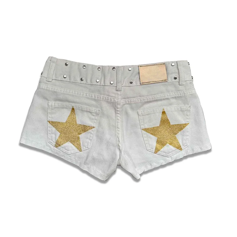 Street Pentagram Print Women Shorts Chic Slim Zippers Pocket Button Female Pants 2026 Trendy Spring Summer Party Lady Trousers