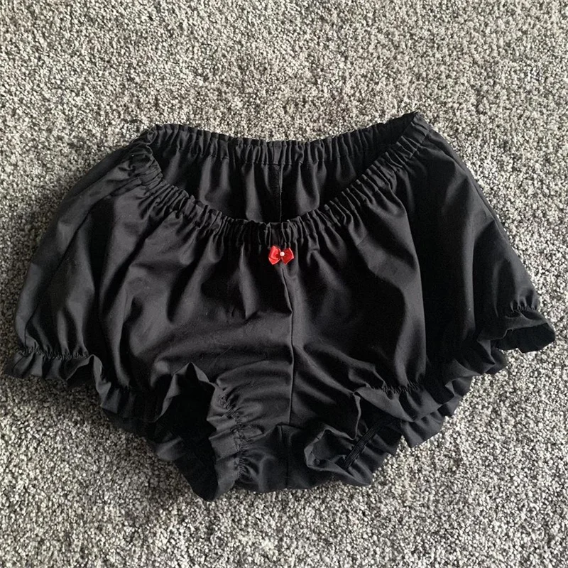 Lamuusaa Shorts y2k Women Clothes Casual Ruffle Trim/Plaid/Solid Color/Duck Print Elastic Waist Pajama Hot Pants 2000s Clothing