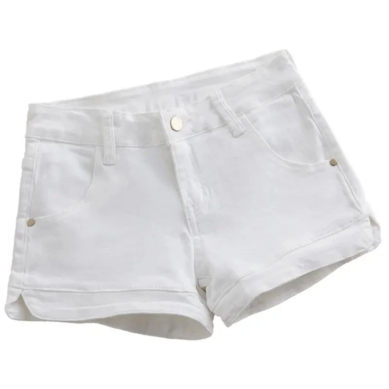 White Denim Shorts Women Low waisted 2026 New Korean version Slim Elastic Skinny Buttocks Wrapped Sexy Short Hot pants Female