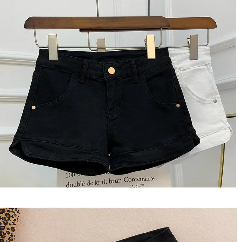 White Denim Shorts Women Low waisted 2026 New Korean version Slim Elastic Skinny Buttocks Wrapped Sexy Short Hot pants Female