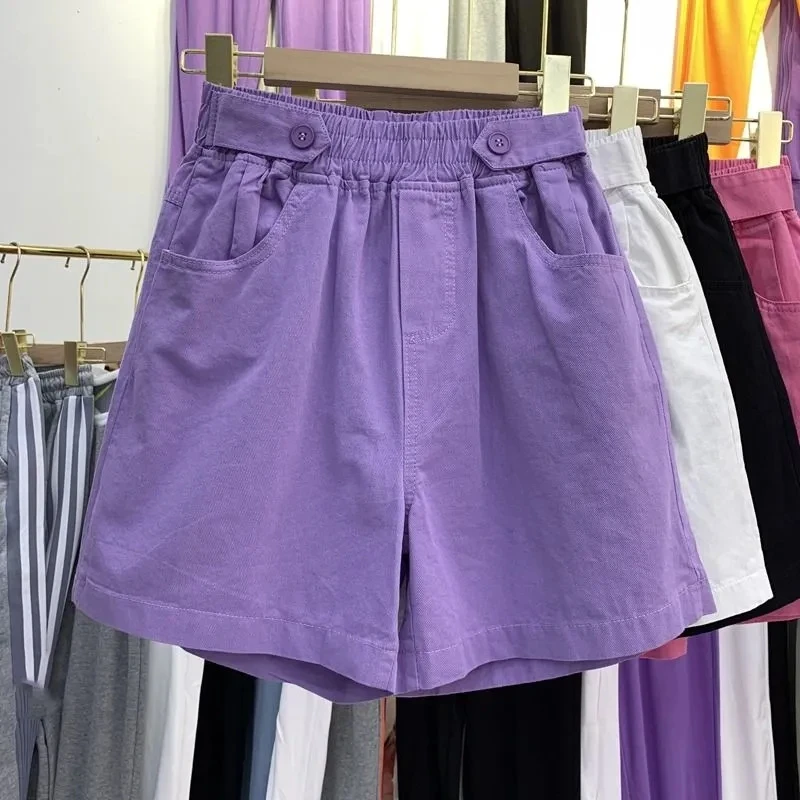 Lucyever Black White Denim Shorts Women 2025 Summer  High Waist Casual Shorts Woman Basic Loose Wide Lge Short Pants Hot Sale