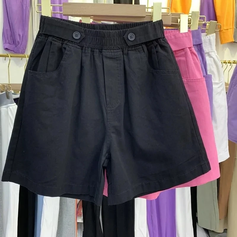 Lucyever Black White Denim Shorts Women 2025 Summer  High Waist Casual Shorts Woman Basic Loose Wide Lge Short Pants Hot Sale