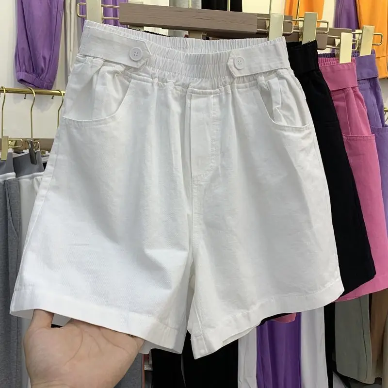 Lucyever Black White Denim Shorts Women 2025 Summer  High Waist Casual Shorts Woman Basic Loose Wide Lge Short Pants Hot Sale