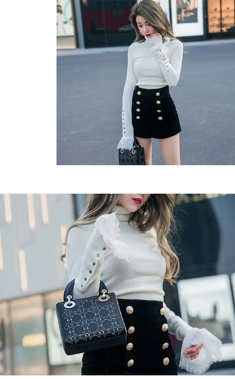 Autumn Winter High Waist Velvet Wide Leg Shorts Women Chic Double Breasted Short Pants Fashion Sexy Bottoms Casual Ropa Mujer