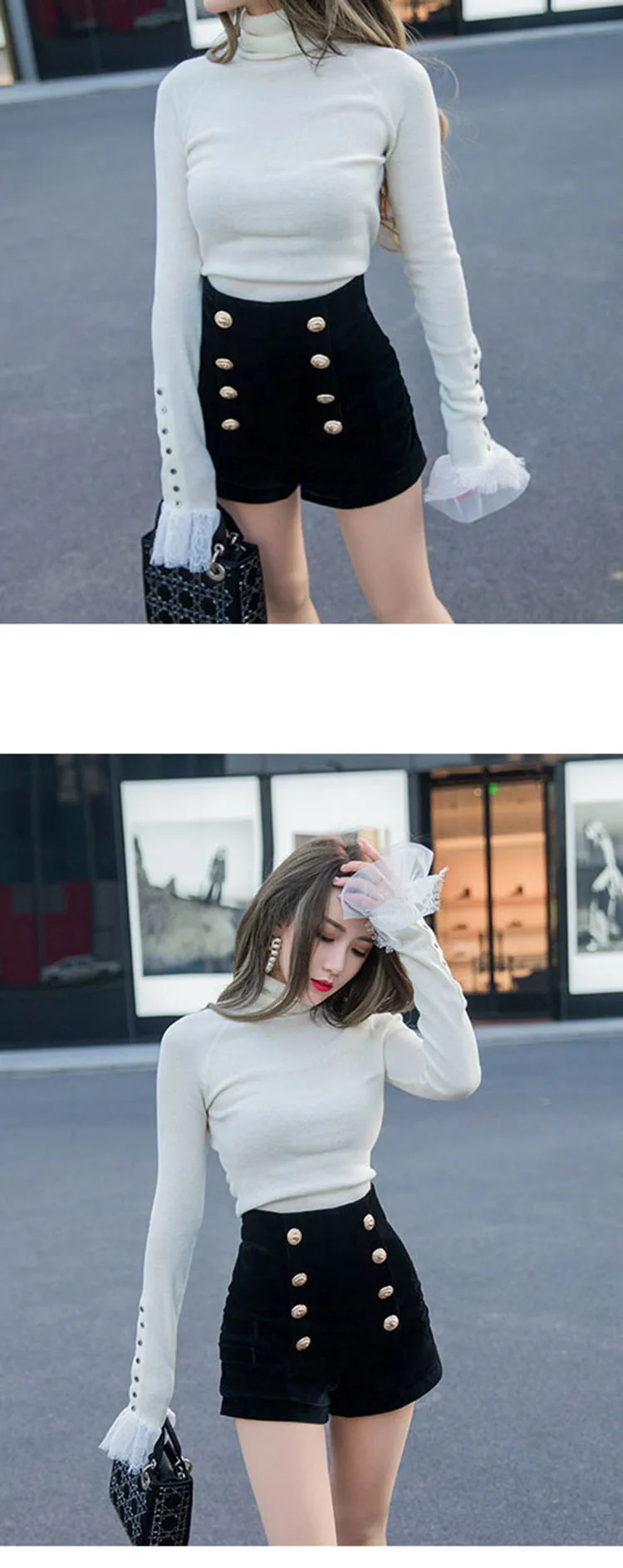 Autumn Winter High Waist Velvet Wide Leg Shorts Women Chic Double Breasted Short Pants Fashion Sexy Bottoms Casual Ropa Mujer