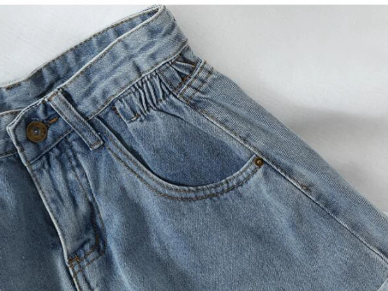ZMZBCH Summer High Waist Denim Shorts Women Casual Loose Ladies Fashion Plus Size Elastic Waist Wide Leg Short Jeans Female