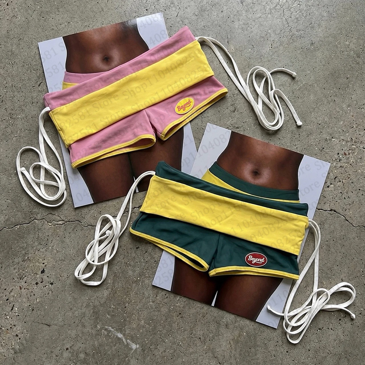 Summer Aesthetics Retro 2000s Fashion Color blocked Design Casual Basic Shorts Gothic Hip Hop Rock Street Style Emo Girls Punk