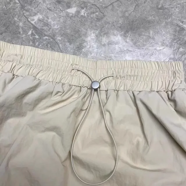 Y2K Drawstring Cargo Shorts Women Summer High Waist Loose Quick Drying Sports Shorts Female Solid Wide Leg Casual Short Pants