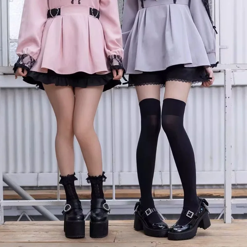 Cute Shorts for Women 2025 New Bottoms Japanese Pantalones Cortos De Mujer Ruffles Bow Lace Slim Fit Summer Black Shorts 49D675