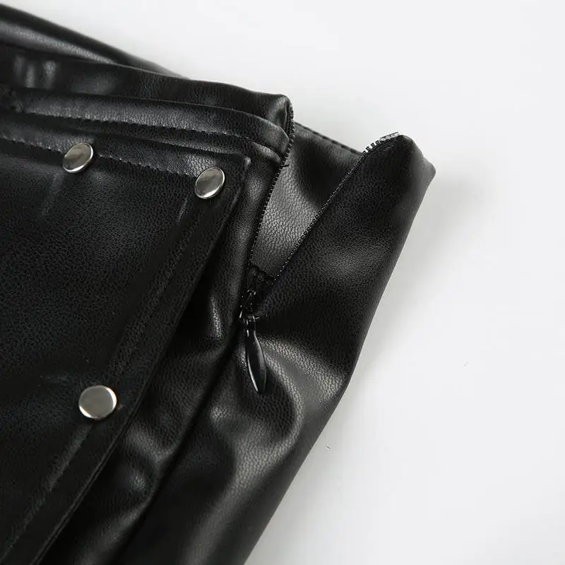 Sexy Rivet Buckle Belt Low Waist Leather Shorts for Women Y2k Spice Girl Punk Style Shorts Autumn New 2026